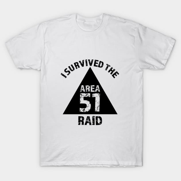 I Survived The Area 51 Raid (Black) T-Shirt by TheArtArmature